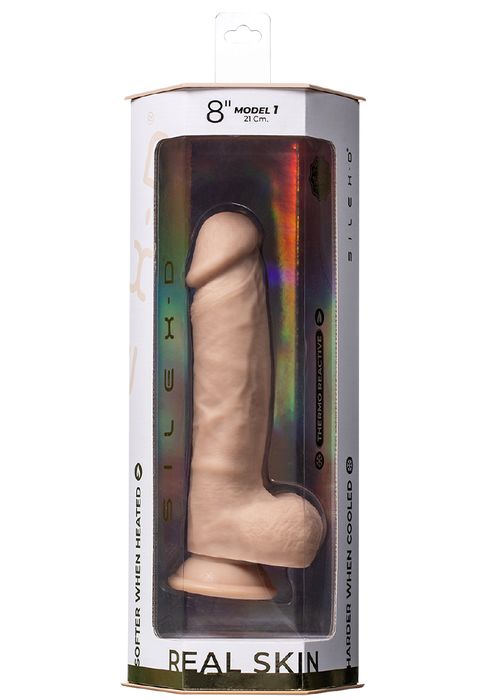 Real Skin Dual Density Dildo med pung 21 cm